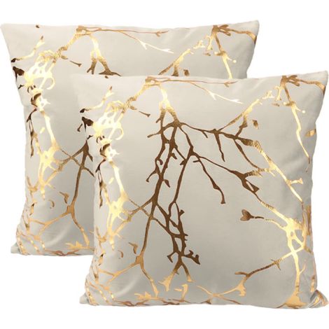 Lot de 2 housses de coussin décoratives en velours pour canapé, 45 x 45 cm
