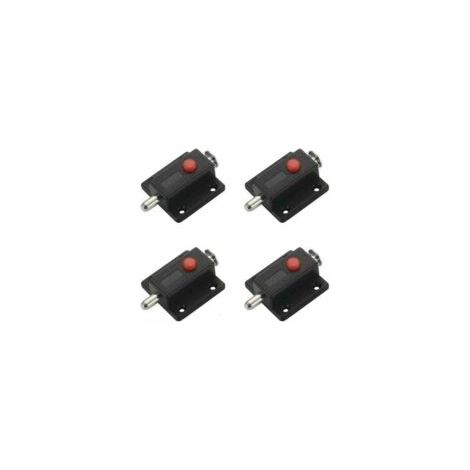 Serrure Targette, verrou coulissant de sécurité automatique avec bouton à ressort pour armoires, portes intérieures et extérieures, fenêtres, armoires, chambres, salles de bains – Lot de 4 (noir) – DP (1/4)