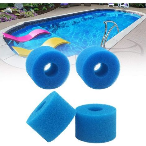QAZQA 4 pièces Cartouche de Filtre Éponge, Éponge Filtrante Réutilisables Filtres de Piscine lavables pour Piscine Spa Bain à Remous Piscine Outil de Nettoyage en Mousse de Cartouche(Bleu) (1/5)