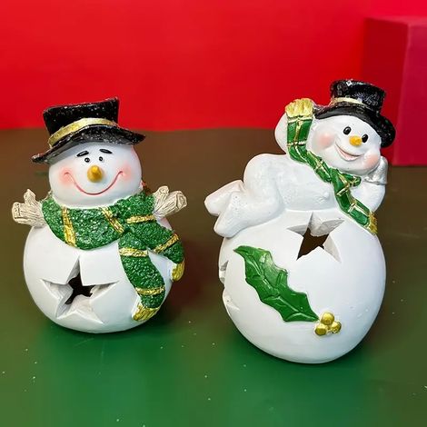 Ornement décoratif en forme de bonhomme de neige, en résine, sur le thème de Noël, pour la maison, la table, les fêtes et la décoration saisonnière des chambres.-AquaForge (1/5)
