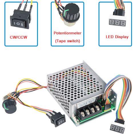 Variateur de vitesse moteur DC 10V-55V, 60A max, régulateur de tension AC 15KHz, contrôleur PWM ajustable (1/5)