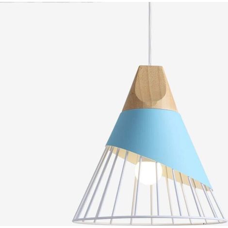 Suspension Moderne Industrielle Bois Suspension Luminaire Abat-Jour En Métal Plafonnier E27 Lustre Simple cage Créatif Réglable Pendante Fer Pour Salon Chambre Salle À Manger Cuisine Salon