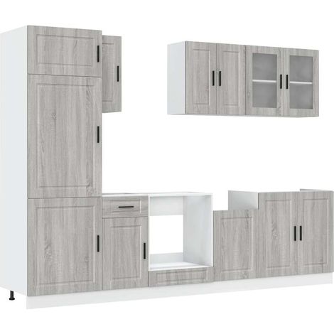 vidaXL Set Mobili da Cucina 8 pz Kalmar Grigio Sonoma in Truciolato (1/5)
