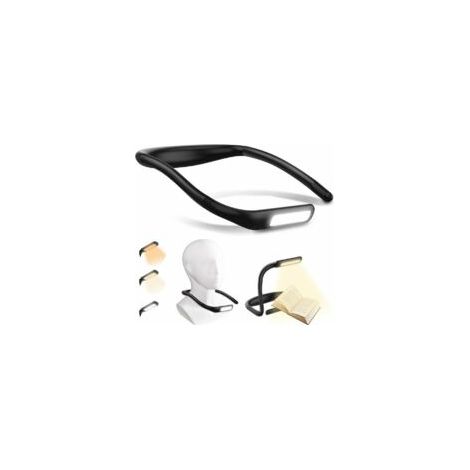 Lámpara de lectura para el cuello, luz de lectura LED, lámpara de lectura para la hora de dormir, brillo ajustable, 3 colores, brazo flexible, recargable, para leer en la cama, tejer, reparar - Crezuo