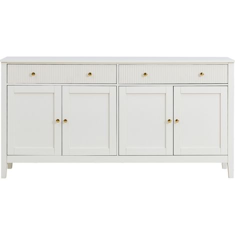 Buffet blanc avec 2 tiroirs et 4 portes en MDF 160 x 40 x 82 cm HOMVRA (1/5)