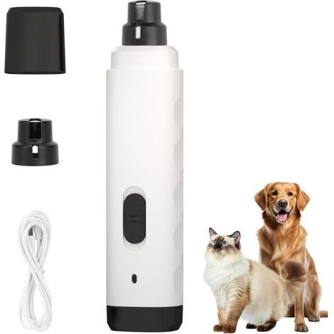 Professionelle elektrische Nagelfeile mit zwei Geschwindigkeitsstufen für kleine, mittlere und große Hunde und Katzen – 1 Stück, weiß (1/5)