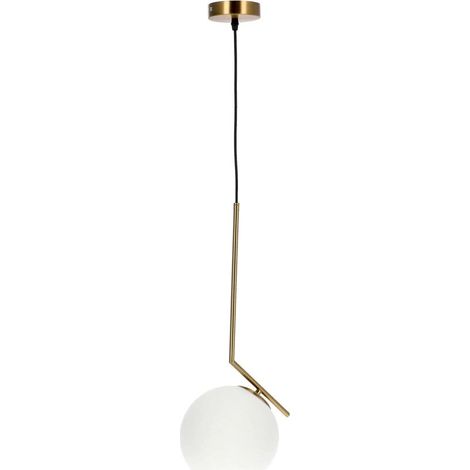Edo Solutions – Suspension PELOTA E27 blanc doré – Abat-jour en verre – Câble noir – Montage en saillie – Puissance 60W – Tension 220-240V AC - EDO777202 (1/5)