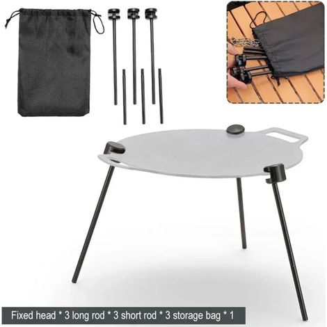 Kit de 10 grils détachables : trépied vertical pour barbecue, plateau de support triangulaire, trépied en alliage d'aluminium, gril de cuisson portable pour extérieur. (1/4)