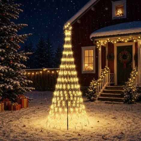 vidaXL Arbre de Noël LED 250 cm 290 LED Blanc chaud Fer Noir (1/5)