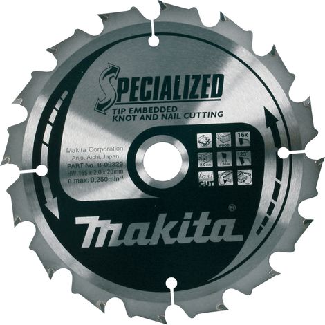 Makita Kreissägeblatt, Eingebettete Schneide 165 x 20 mm • 16 Zähne