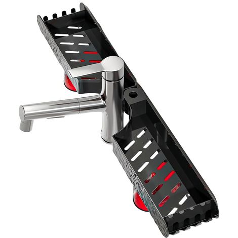 Soporte universal para grifo - fácil de escurrir, soporte para esponja de fregadero de cocina  adecuado para guardar artículos de aseo personal, peines - negro (1/4)
