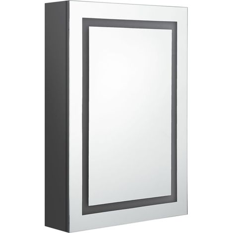 Mobiletto da bagno con specchio LED 50 x 13 x 70 cm grigio 020006595