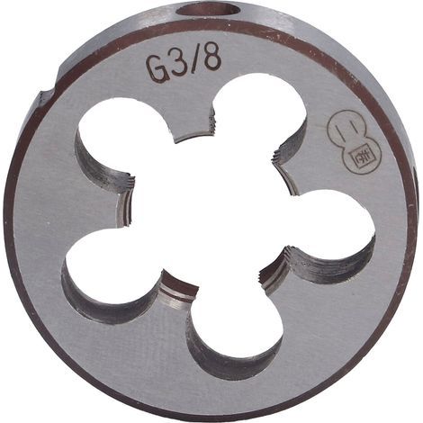 Matrice G3/8, Matrice Ronde de Réparation de Filetage G3/8, Outil de Filetage de Tuyau Cylindrique en Acier allié, Matrice de Tuyau Cylindrique avec 5 Trous de Copeaux, Matrices (1/5)