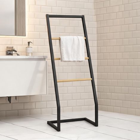 Porte-serviettes noir en acier 40,5 x 28 x 98 cm (1/5)