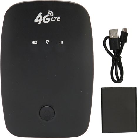 Routeur WiFi Portable 4G LTE Déverrouillé, Batterie 2100mAh, Haut Débit, Voyage, Mini Routeur avec Emplacement Carte SIM, Noir, Version UE (1/5)