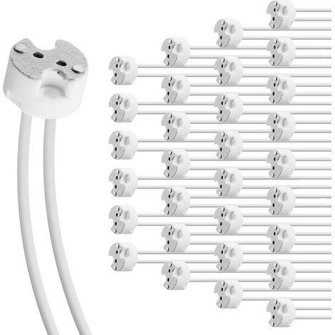 30 Pièces Douille GU5.3 avec Silicon Câble, MR16 GU5.3 Support Base en Céramique, Douille GU5.3 G4 GU4 G6.35 pour Spot LED Halogène, Max 100W 12V (1/5)