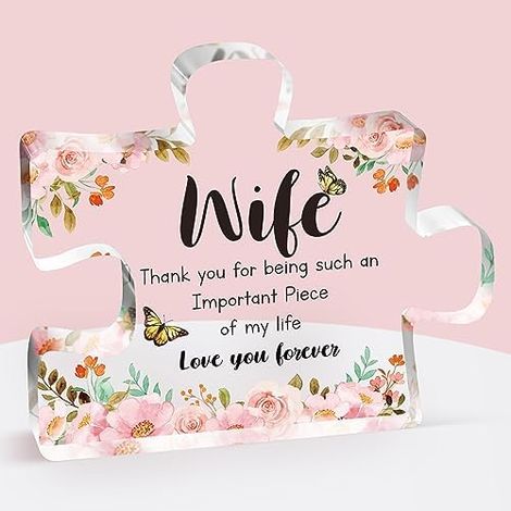 Plaque Puzzle - Bloc Acrylique Personnalisé 10 x 8,5 cm - Décoration Murale Anniversaire Mariage Noël - 1 Pièce (1/5)