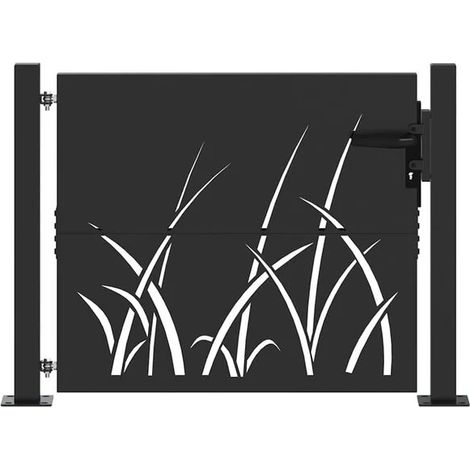 Portail de jardin noir, 110 x 105 cm, acier thermolaqué.