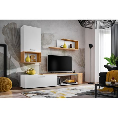 Ensemble de 3 meubles muraux "Maze II" - Blanc/Beige - L 200 x H 170 x P 40 cm - Livraison gratuite (1/3)