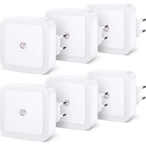 Veilleuse Enfant LED Automatique Lot de 6,Lampe Veilleuse Enfant avec Capteur de Lumière,Veilleuse Prise électrique pour Chambre à Coucher,Espace bébé,Salon,Salle de Bains,Cuisines - Blanc-Fei Yu (1/5)