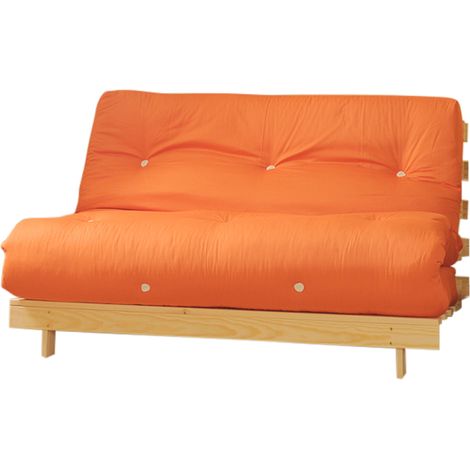 4ft Wooden Futon Set Frame and Mattress in Orange