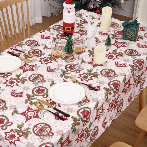 Weihnachtstischdecke rechteckig 132x178cm, wasserabweisend, pflegeleicht, Weihnachtsdeko