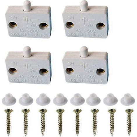 Interrupteur de porte de meuble (lot de 4) pour lampe de meuble. Ouverture et fermeture des tiroirs. Compatible avec les tensions 12 V, 24 V et 110 V. (1/5)