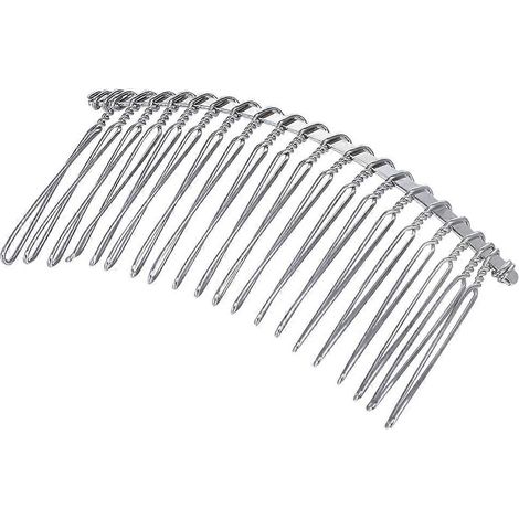 Lot de 5 peignes à cheveux en métal, pinces à cheveux en fil de fer, peignes à voile, peignes insérés pour femmes et filles (blanc 20K) (1/5)
