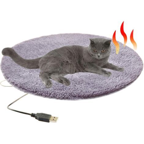 (Grigio) 28℃/82℉ Letto morbido e caldo 40cm Tappetino riscaldante per animali domestici Coperta (1/4)