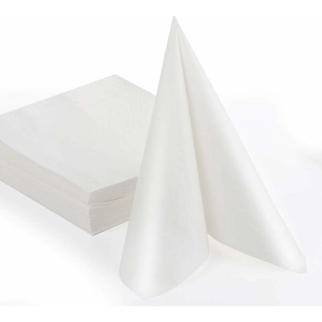 Set mit 50 Servietten, 40 x 40 cm, hochwertige Einwegservietten, 100 % weiße Zellstoff-Papierservietten, dekorative Stoffservietten, perfekt für Hochzeiten, Partys, Geburtstage, Taufen (1/5)