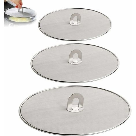 3 Pièces Écran Anti-Projections de Graisse pour Poêle Couvercle Anti Projection en Acier Inoxyable Protection Anti-éclaboussures en Acier Inoxydable pour Poêle à Frire de Cuisine 33cm 29 cm 25cm LITZE (1/5)