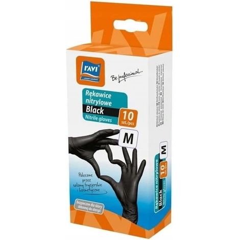 Guanti in nitrile neri, 10 pezzi, resistenti, taglia "M"