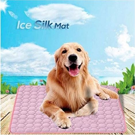 (Pink)Mat of Cooling - Dog - Soie Iced - Breathable - Autoventilation - Several Sizes (1/4)