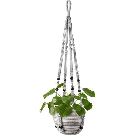 Lot de 2 suspensions pour plantes en macramé avec crochets – Paniers suspendus décoratifs (1/5)