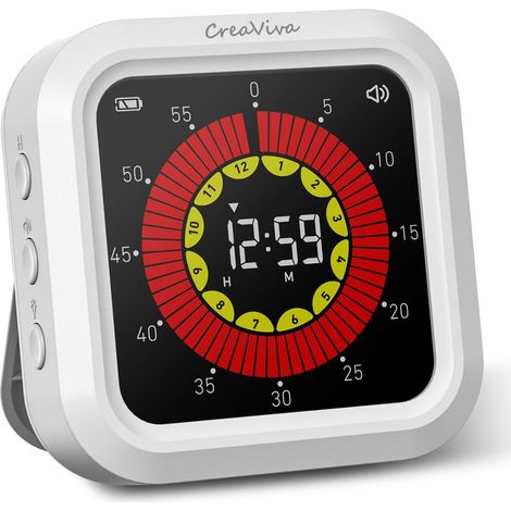 LEDANDER Minuteur numérique visuel, grand écran couleur, rechargeable, dos magnétique, mode silencieux, chronomètre avec compte à rebours/compte à rebours de 12 h 59 min (1/5)