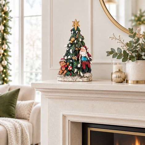 Albero di Natale con led da 28 cm, decorazione per interno in resina, multicolore (1/5)