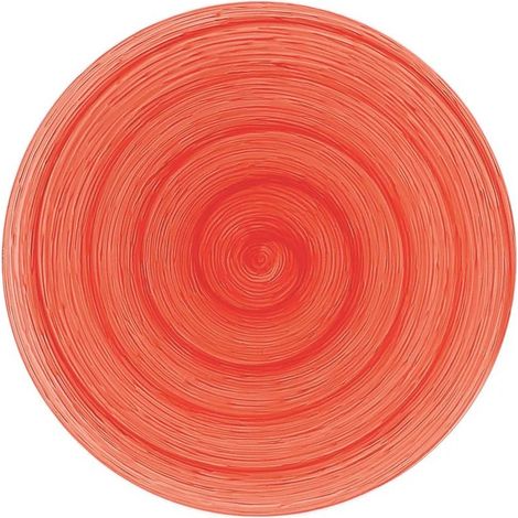 Runder roter Memento Tischplatte aus handbemalter Keramik Ø 27,5 cm