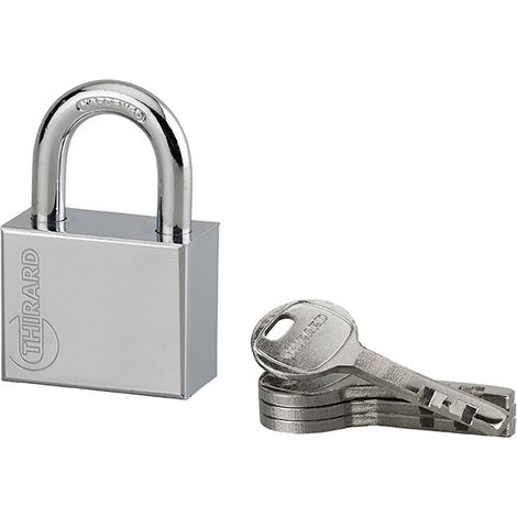 Lucchetto di sicurezza Disk, 4 chiavi reversibili, 40mm, arco in acciaio temprato nichelato, meccanismo a dischi - THIRARD