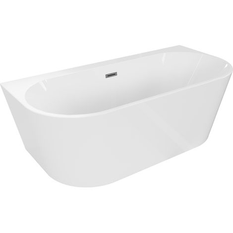 Mexen Oval+ bañera exenta adosada a la pared 170 x 80 cm, blanca, rebosadero gun metal - 52681708000-95 (1/5)