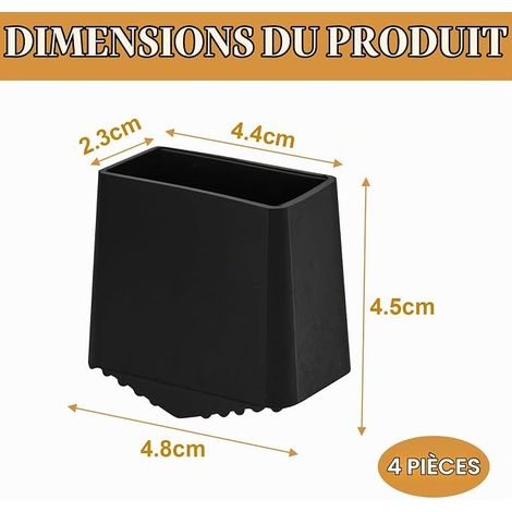 Embout Escabeau, Patin Échelle 40 x 20 en Caoutchouc, Pied Escabeau, Patin Escabeau Universel Pare Chocs Pliants Protection pour Échelles et Meubles Noir (1/4)