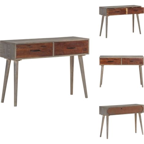 Konsolentisch Grau 110x35x75 cm Raues Mango-Massivholz - Konsolentisch - Sideboard - Holztisch - Wohnzimmermöbel - Eßzimmereinrichtung (1/5)