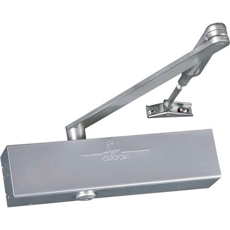 Groom – Ferme-porte à bras compas force 2 à 6 – Fixation invisible – Réversible droite/gauche – Conforme norme NF EN 1154