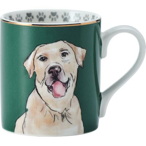Mikasa Taza moderna de porcelana, 280 ml, estampado de labrador, verde
