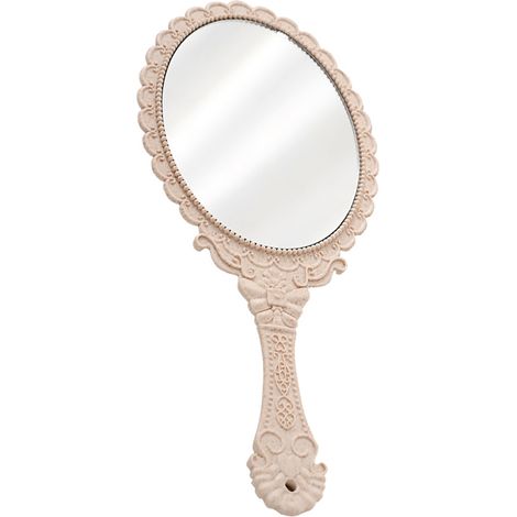 Miroir à main vintage avec poignée, miroir de maquillage, miroir de voyage (ovale) (1/5)