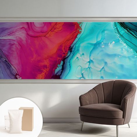 Papier peint intissé décoratif avec colle pour salon chambre et bureau Installation rapide Vague colorée 250x104 cm (1/5)