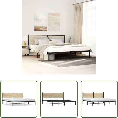 Metallbettgestell - Metallbett ohne Matratze Sonoma-Eiche 160x200 cm (1/5)