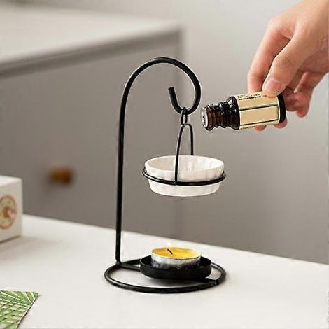 Brûleur d'huiles essentielles en céramique, diffuseur d'aromathérapie, brûleur d'huiles avec bougie chauffe-plat en fer ( ) (1/5)