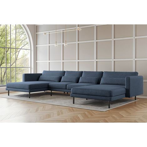Wohnlandschaft U-Form Sofa AGADA in Stoff Verita Marineblau (1/2)