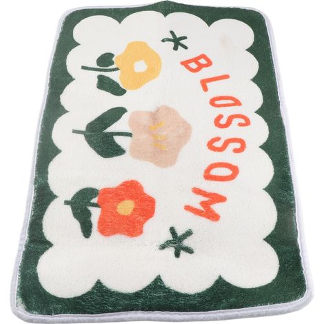 Niedliche Badematte mit Cartoon-Motiv, weich, rutschfest, hoch saugfähig, für Bad, Schlafzimmer und Küche, drei kleine Blumen (1/5)