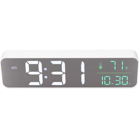 Réveil numérique LED, affichage miroir, ultra silencieux, pour table de chevet ou bureau. (1/5)